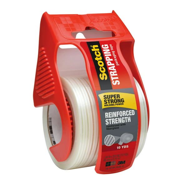 Scotch Reinforced Strength Shipping Strapping Tape, Clear, 1.88 in. x 360 in., 1 Dispenser