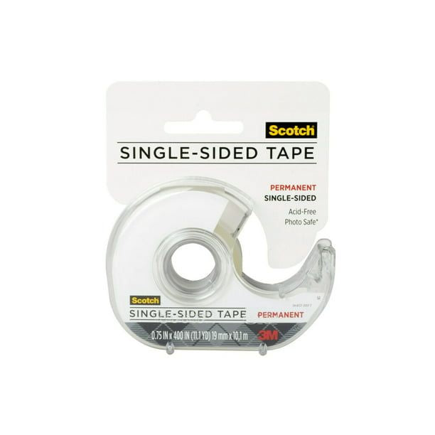 Scotch Single Sided Permanent Tape, Clear, 3/4" x 400", 1 Dispenser