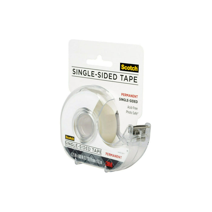 Scotch Single Sided Permanent Tape, Clear, 3/4" x 400", 1 Dispenser