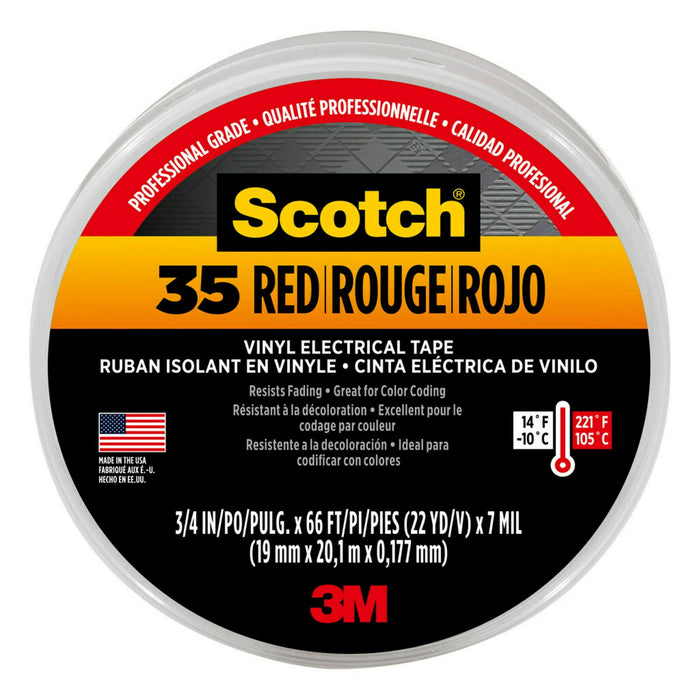 3M Scotch #35 Electrical Tape, Red, 0.75 in. x 66 ft