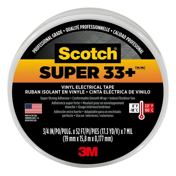 Scotch Super 33+ Vinyl Electrical Tape, Black, 3/4 in. x 52 ft