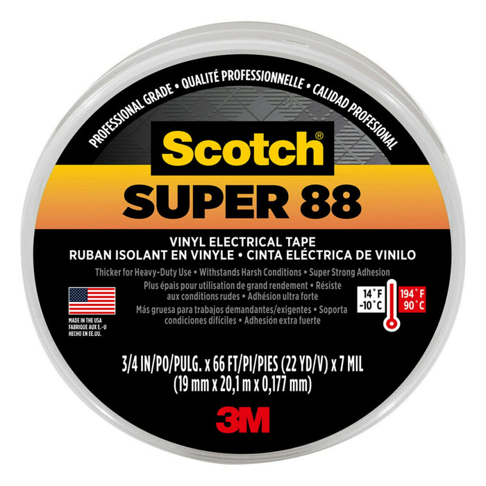 Scotch Super 88 Electrical Tape, 6143-BA-8, 3/4 in. x 66 ft