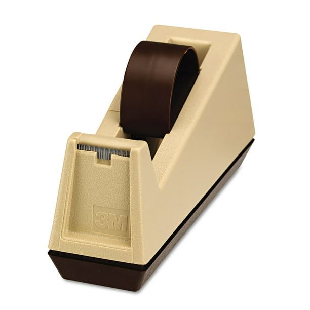 Scotch C-25 Heavy-Duty Weighted Desktop Tape Dispenser, 3" Core, Plastic, Putty/brown