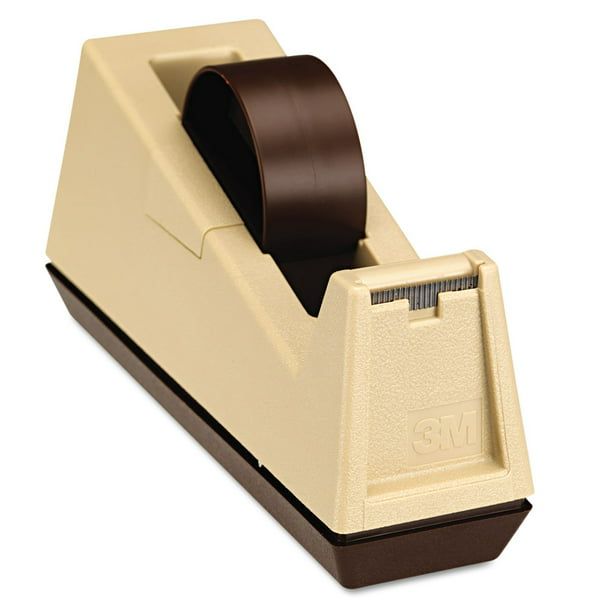 Scotch C-25 Heavy-Duty Weighted Desktop Tape Dispenser, 3" Core, Plastic, Putty/brown