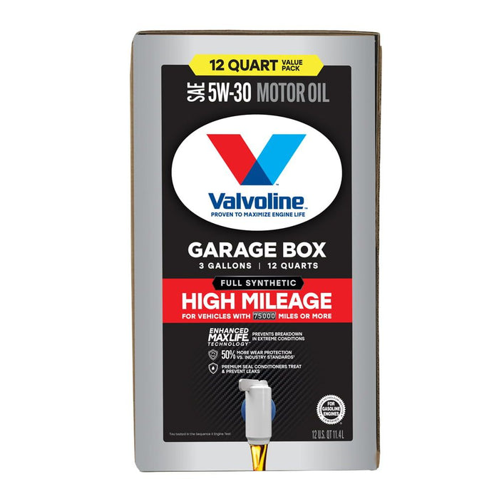 Valvoline Full Synthetic High Mileage 5W-30 Motor Oil, 12 QT