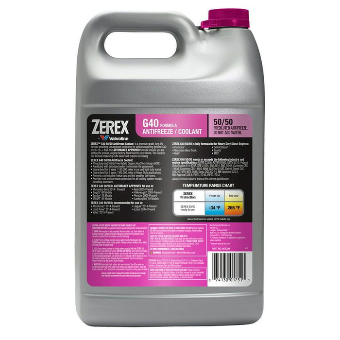 Zerex G40 Phosphate and Nitrite Free Antifreeze/Coolant 50/50 Prediluted Ready-to-Use 1 GA