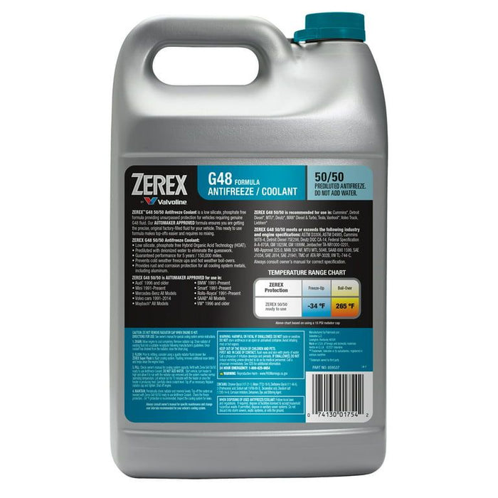 Zerex G48 Low Silicate/Phosphate Free Antifreeze/Coolant 50/50 Prediluted Ready-to-Use 1 GA