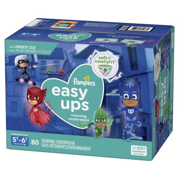 Pampers Easy Ups Training Underwear Boys Size 7 5T-6T, 80 Count