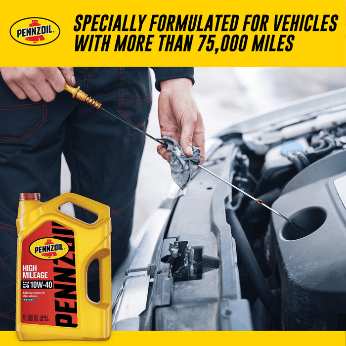 Pennzoil High Mileage 10W-40 Motor Oil for Vehicles over 75K Miles, 5 Quart