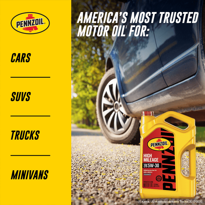 Pennzoil High Mileage 5W-30 Motor Oil for Vehicles Over 75K Miles, 5 Quart