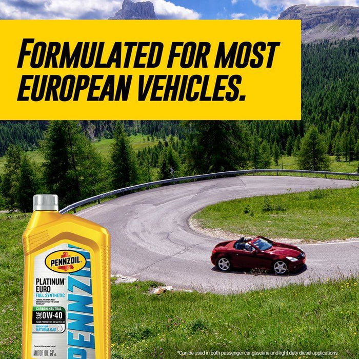 Pennzoil Platinum Euro Full Synthetic 0W-40 Motor Oil, 1 Quart