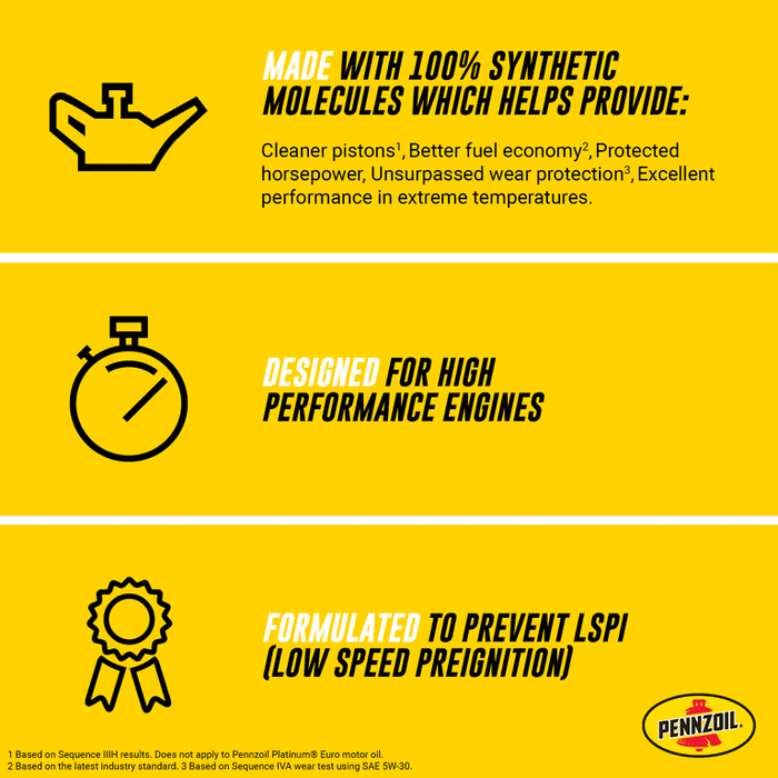 Pennzoil Ultra Platinum Full Synthetic 5W-30 Motor Oil, 5 Quart (3 Pack)