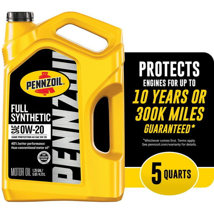 Pennzoil Full Synthetic 0W-20 Motor Oil, 5 Quart