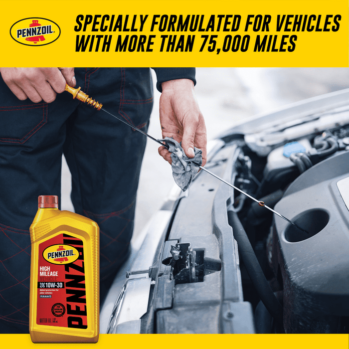 Pennzoil High Mileage 10W-30 Motor Oil for Vehicles over 75K Miles, 1 Quart