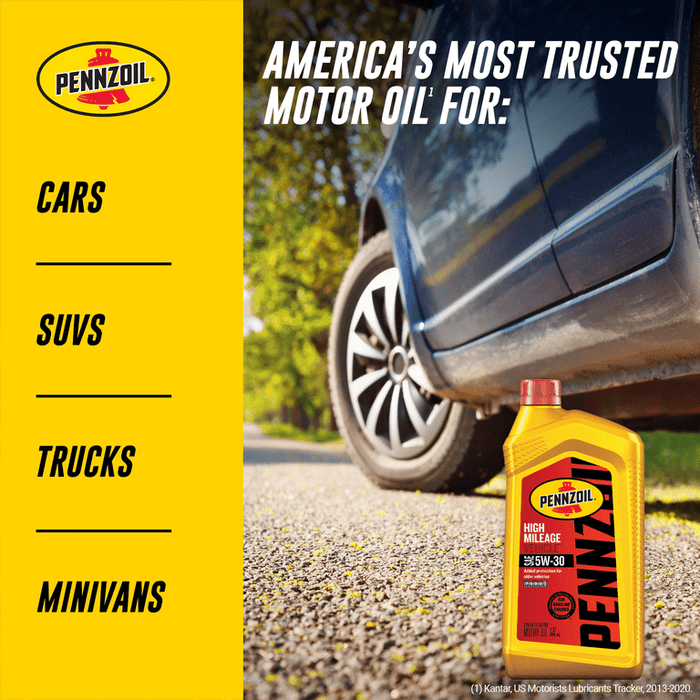 Pennzoil High Mileage 5W-30 Motor Oil for Vehicles over 75K Miles, 1 Quart