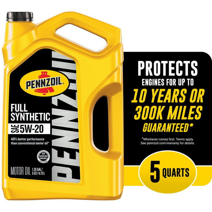 Pennzoil Full Synthetic 5W-20 Motor Oil, 5 Quart