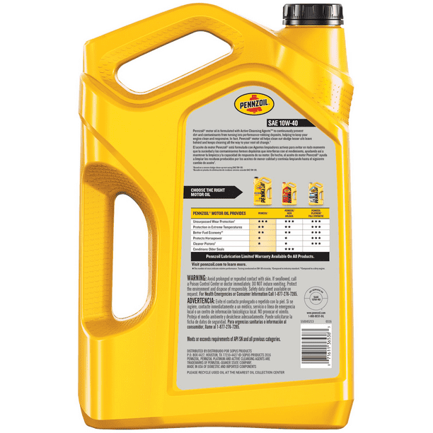 Pennzoil Conventional 10W-40 Motor Oil, 5-Quart