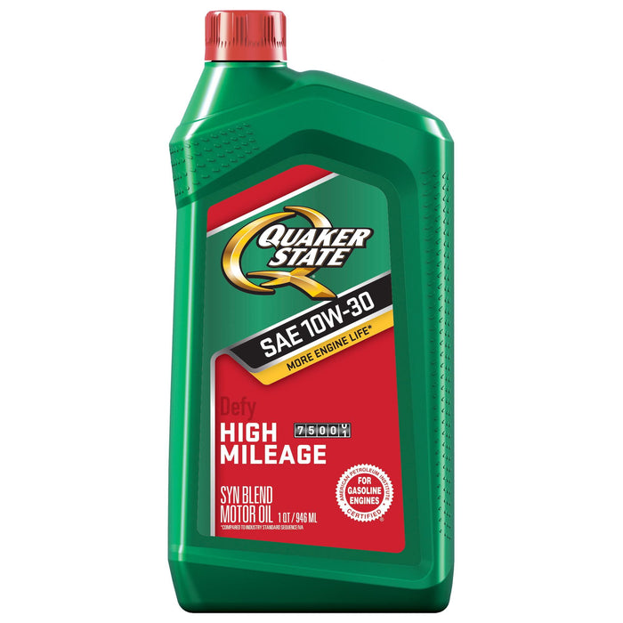 Quaker State High Mileage 10W-30 Synthetic Blend Motor Oil for Vehicles over 75K Miles, 1-Quart