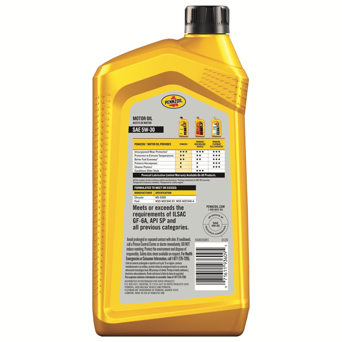 Pennzoil Synthetic Blend 5W-30 Motor Oil, 1-Quart