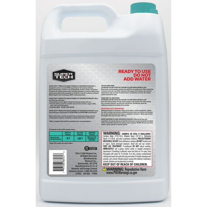 Super Tech European (Teal) Antifreeze+Coolant: Ready to Use, 1 gal 50/50