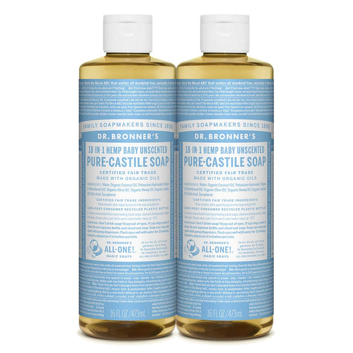 Dr. Bronner's Pure Castile Liquid Soap Baby Mild Unscented -- 16 Fl Oz