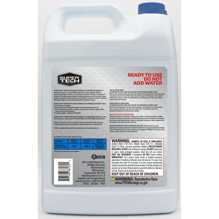 Super Tech Asian Vehicles (Blue) Antifreeze+Coolant, 1 gal - Ready to Use Antifreeze