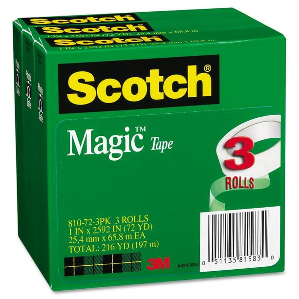 Scotch Magic Tape 1" x 2592" 3" Core 3/Pack, Clear