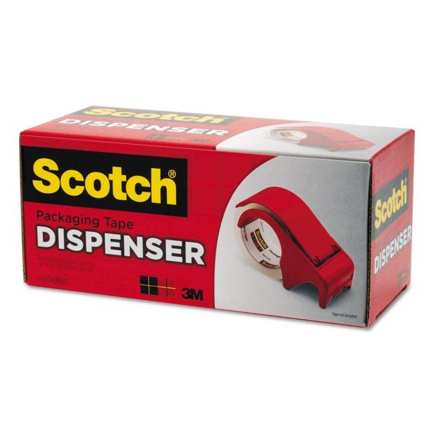 Scotch Compact and Quick Loading Dispenser For Box Sealing Tape, 3" Core, Plastic, Red