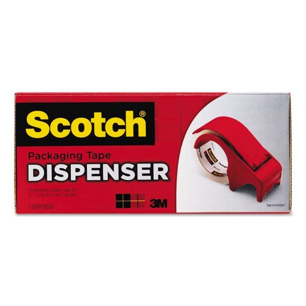 Scotch Compact and Quick Loading Dispenser For Box Sealing Tape, 3" Core, Plastic, Red