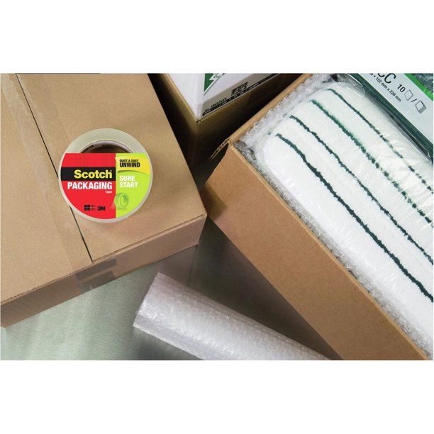 Scotch Sure Start Packaging Tape, Clear, 6 / Pack