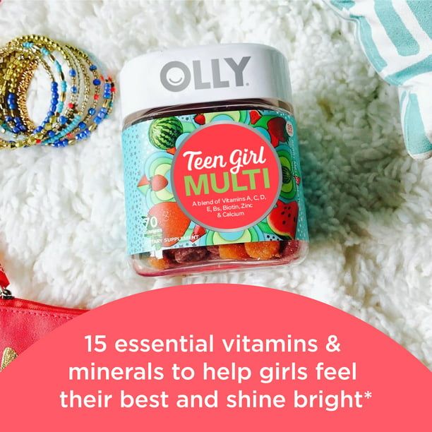 OLLY Teen Girl Multivitamin Gummies, Berry Melon, 70 Count