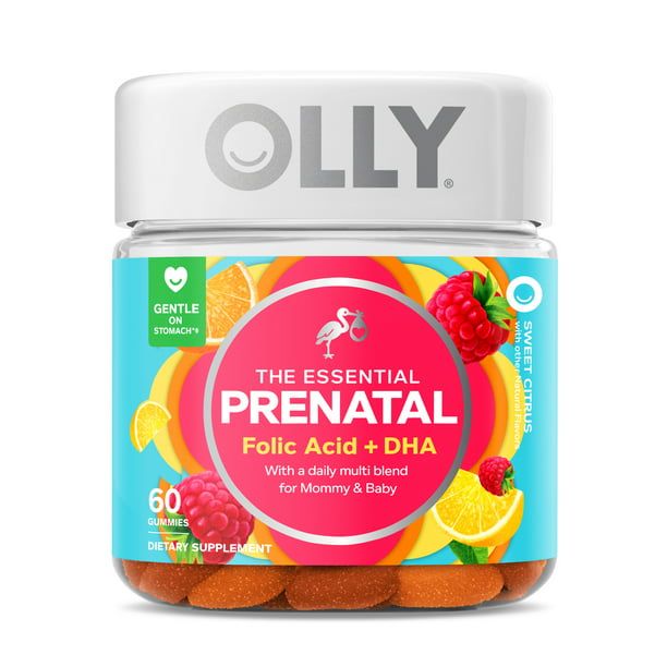 OLLY Prenatal Multivitamin Gummy for Women, Folic Acid, Vitamin D, Omega 3 DHA, 60 Count