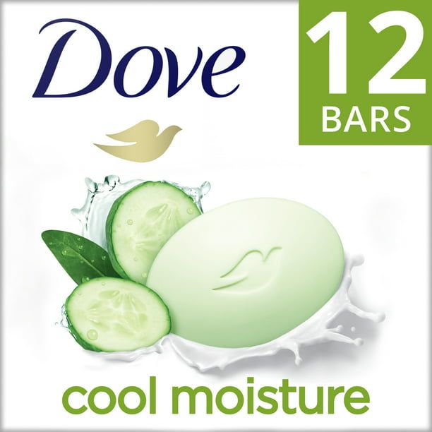 D ove Beauty Bar Cucumber & Green Tea More Moisturizing Than Bar Soap, 3.75 oz, 12 Bars