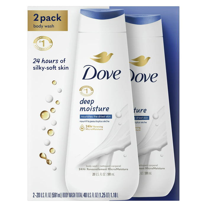 Dove Deep Moisture Nourishing Liquid Body Wash, 20 oz, 2 Count