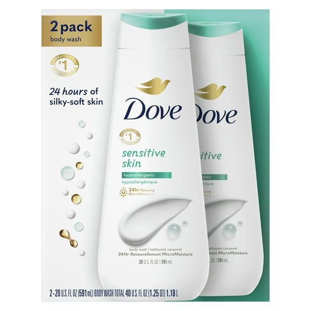 Dove Sensitive Skin Liquid Body Wash Hypoallergenic and Sulfate Free, 20 oz, 2 Count