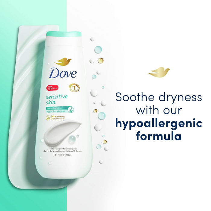 Dove Sensitive Skin Liquid Body Wash Hypoallergenic and Sulfate Free, 20 oz, 2 Count