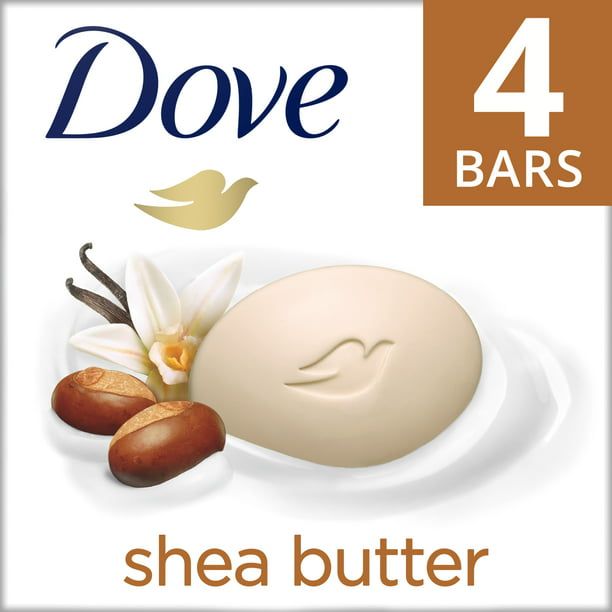 D ove Beauty Bar Gentle Skin Cleanser Shea Butter, 3.75 oz, 4 Bars