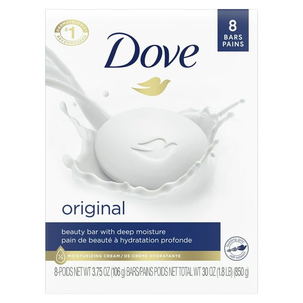 D ove Beauty Bar Gentle Skin Cleanser Original Made With 1/4 Moisturizing Cream, 3.75 oz, 8 Bars