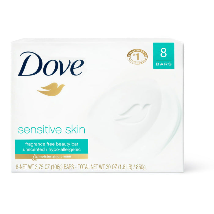 D ove Moisturizing Beauty Bar Sensitive Skin, 3.75 oz, 8 Bars