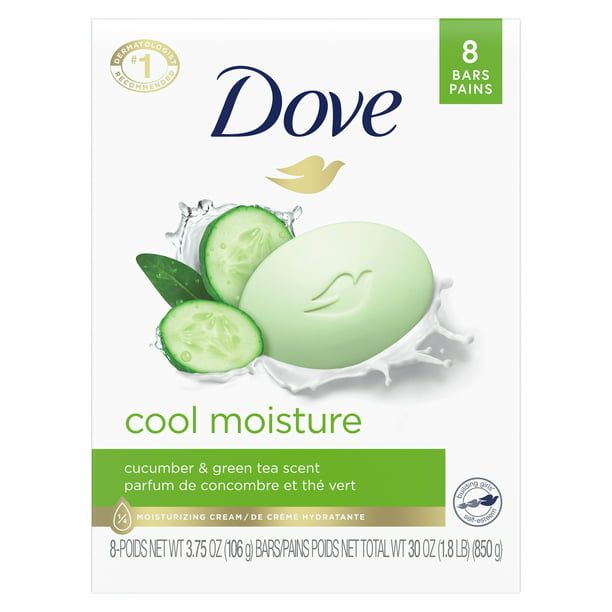 D ove Skin Care Beauty Bar Cucumber And Green Tea Soap For Softer Skin, 3.75 oz, 8 Bars