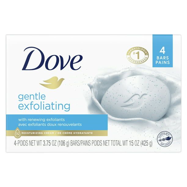 D ove Gentle Exfoliating With Renewing Mild Cleanser Beauty Bar, 3.75 oz, 4 Bars