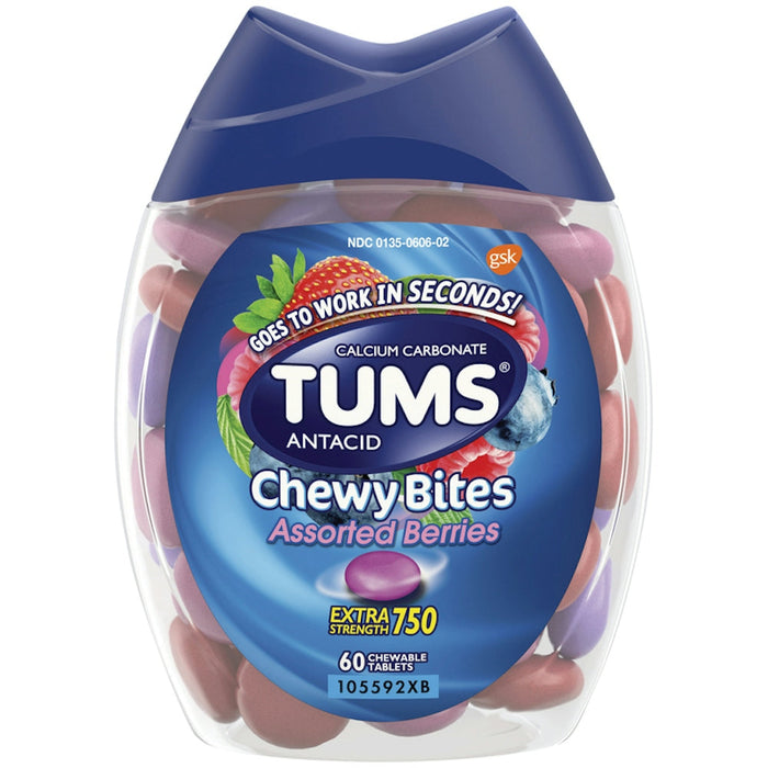 TUMS Chewy Bites Extra Strength 750 – Assorted Berries (Chewable Tablets)