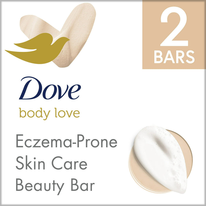 D ove Body Love Beauty Bar Soap Eczema-Prone Skin Care with Colloidal Oatmeal Fragrance-Free, 7.5 oz, 2 Bars