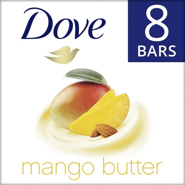 D ove Beauty Bar Mango Butter More Moisturizing Than Bar Soap, 3.75 oz, 8 Bars