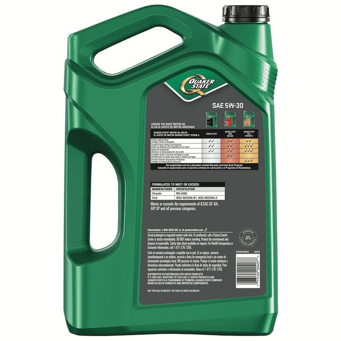 Quaker State Conventional Synthetic Blend 5W-30 Motor Oil, 5 Quart