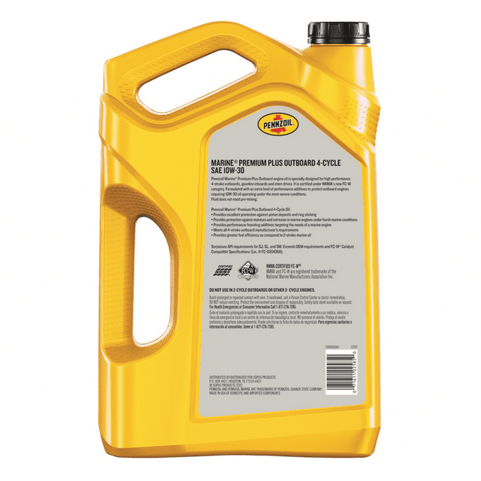 Pennzoil Marine Premium Plus Outboard 4-Cycle 10W-30 Engine Oil, 1 Gallon