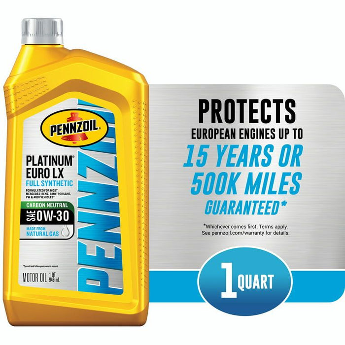 Pennzoil Platinum Euro LX 0W-30 Full Synthetic Motor Oil, 1 Quart