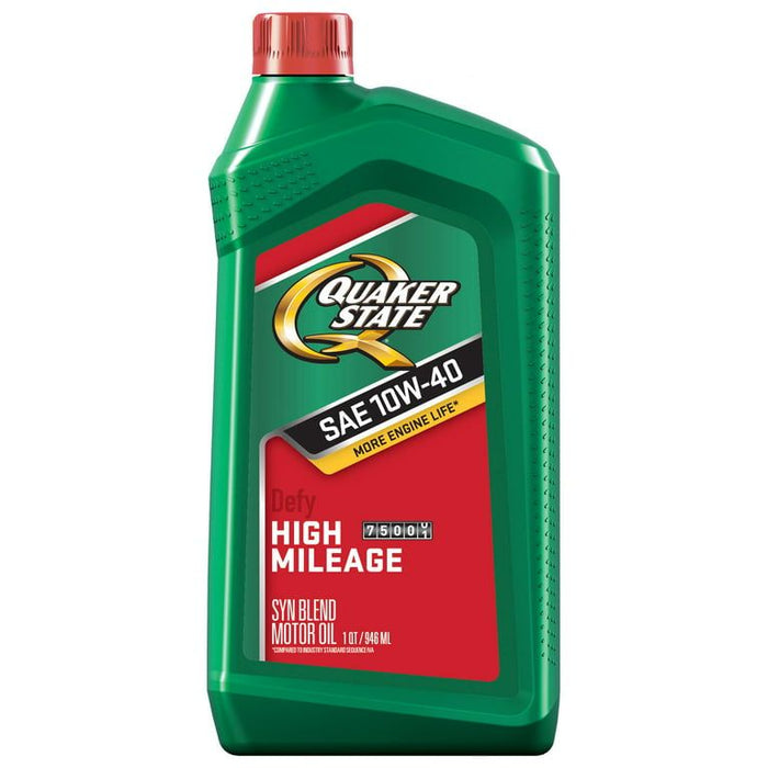 Quaker State High Mileage 10W-40 Synthetic Blend Motor Oil for Vehicles over 75K Miles, 1-Quart