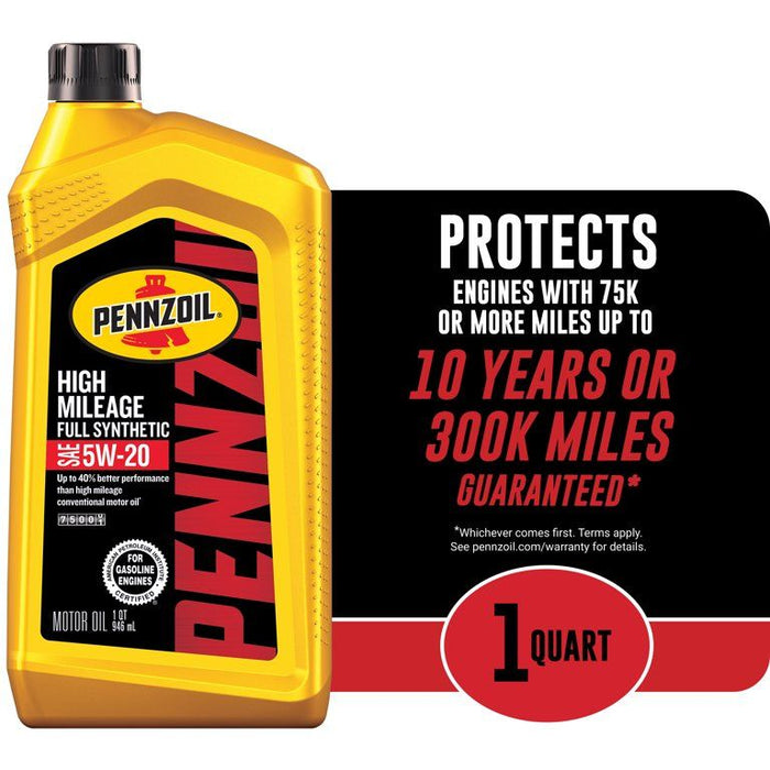 Pennzoil Full Synthetic High Mileage 5W-20 Motor Oil, 1 Quart