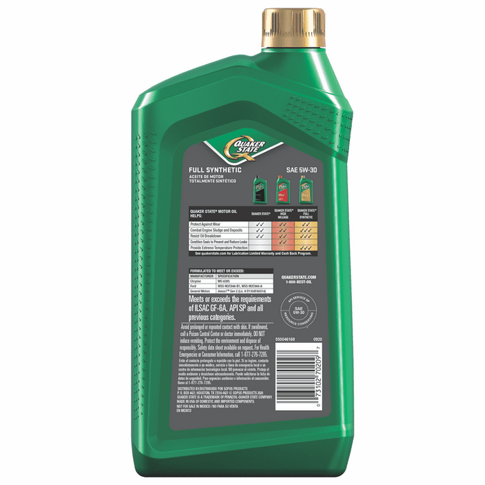 Quaker State Full Synthetic 5W-30 Motor Oil, 1-Quart